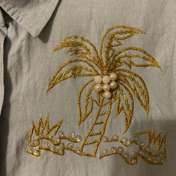 Vintage palm trees sleeveless button down blouse - Picture 4 of 9